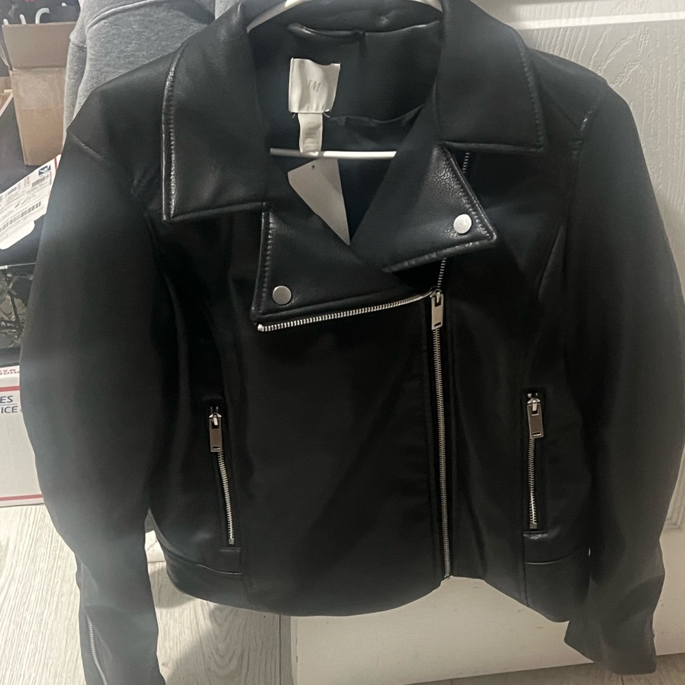 H&M women’s leather moto jacket